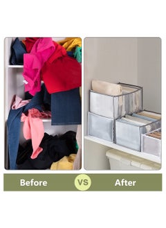 Generic 7-Grid Washable Foldable Wardrobe Organizer - Gray Clothing Storage Bins for T-Shirts, Leggings, Skirts, Jeans & Kids Clothes (2 Pack)  - Image 3