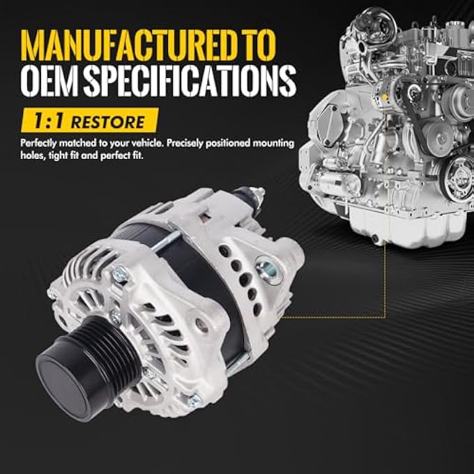 KUSATEC 4801490AA New Alternator Compatible with Dodge Journey 2009 2010 2011 2012 2013 2014 2015 2016 2017 2018 2019 2020; 12V 160A Replacement OE# 11440N A2TX0281 - Image 4