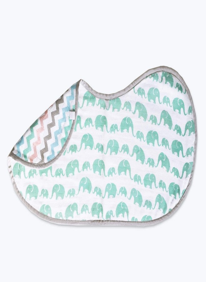 Masilo Organic Cotton Muslin Burp & Bibs Toddlers Cloth Gift Set for Newborn Baby, Pack of 1 - Elephant - Image 2