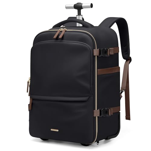 GOLF SUPAGS Rolling Backpack for Women 17 Inch Convertible Travel Laptop Backpack with Wheels 32L Carry On Business Luggage Daypack WaterResistant Rolling Bag for Work Short Trips Black - Image 1