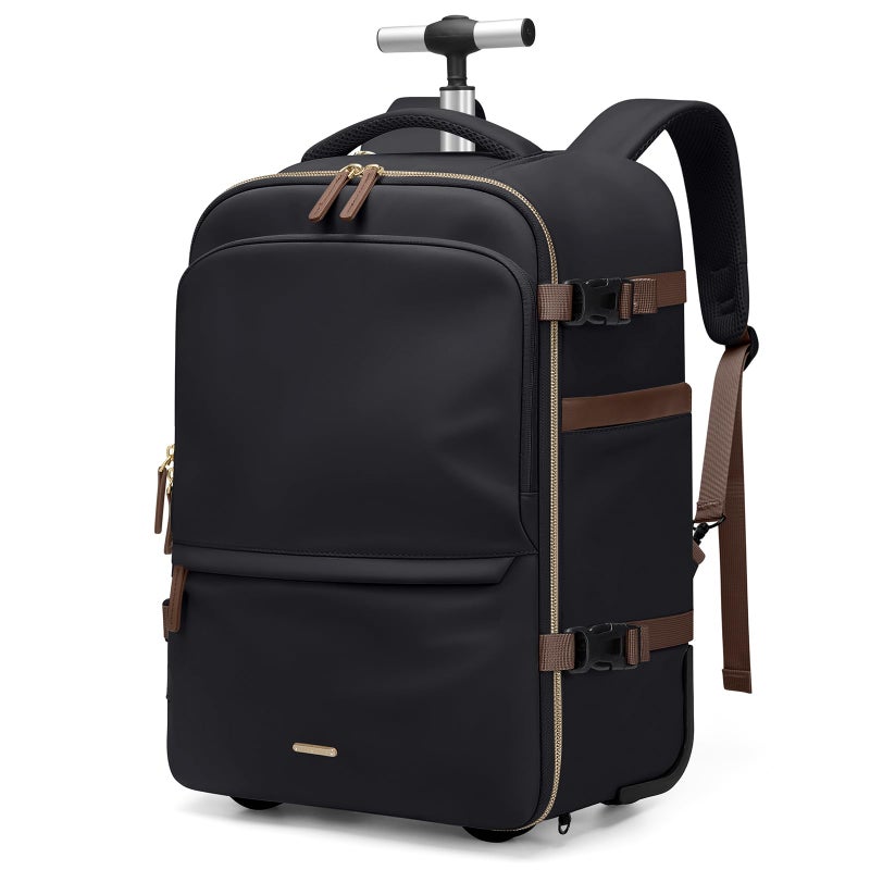 GOLF SUPAGS Rolling Backpack for Women 17 Inch Convertible Travel Laptop Backpack with Wheels 32L Carry On Business Luggage Daypack WaterResistant Rolling Bag for Work Short Trips Black - Image 2