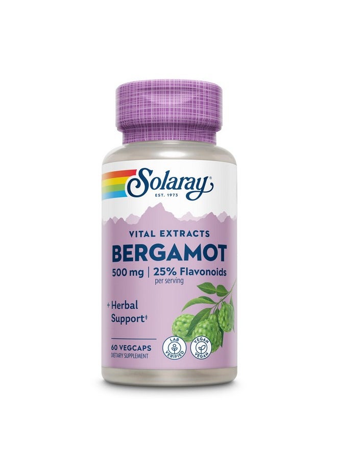 Solaray SOLARAY Bergamot 500 mg - Citrus Bergamot Supplement for an Active Lifestyle - Standardized to 25% Flavonoids - with Berberine HCl from Indian Barberry - Vegan, 60-Day Guarantee, 30 Serv, 60 VegCaps  - Image 1