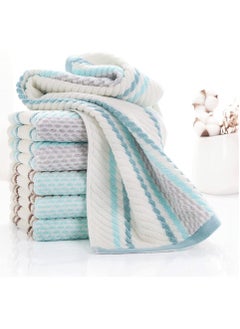 Generic Cotton Towels, Striped Pattern 100% Cotton Super Soft Highly Absorbent Hand Towel for Bathroom 13.4 x 29.5 Inch 4 Sets (Green and Coffee)  - Image 5