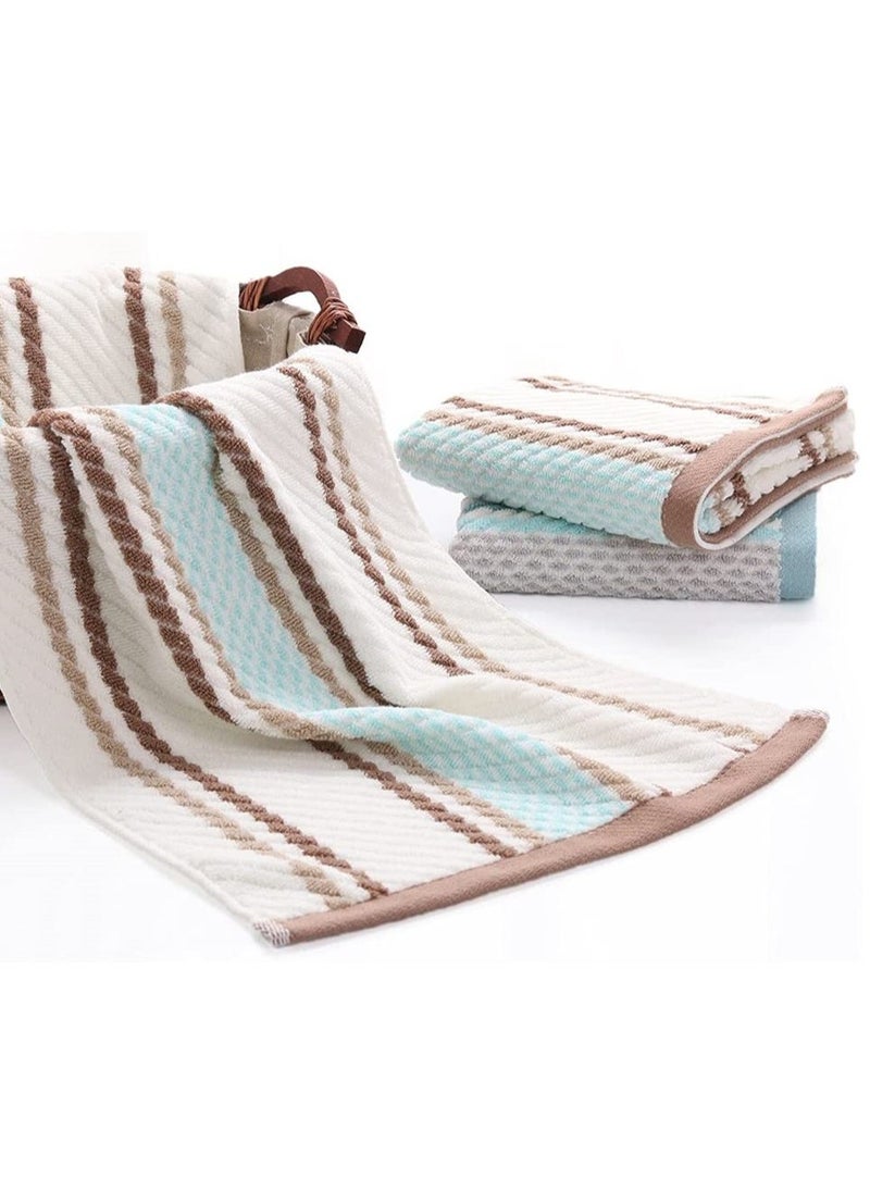 Cotton Towels, Striped Pattern 100% Cotton Super Soft Highly Absorbent Hand Towel for Bathroom 13.4 x 29.5 Inch 4 Sets (Green and Coffee) - Image 4