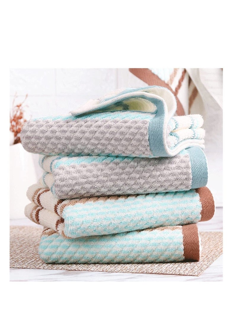 Cotton Towels, Striped Pattern 100% Cotton Super Soft Highly Absorbent Hand Towel for Bathroom 13.4 x 29.5 Inch 4 Sets (Green and Coffee) - Image 2