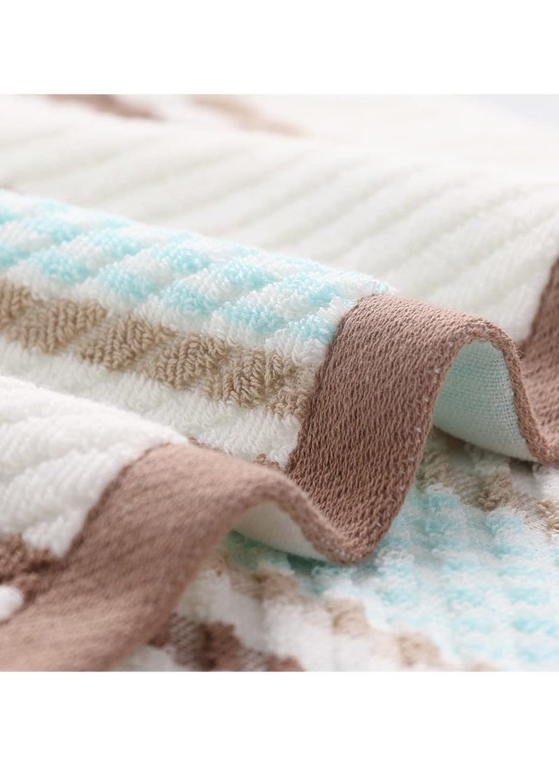 Cotton Towels, Striped Pattern 100% Cotton Super Soft Highly Absorbent Hand Towel for Bathroom 13.4 x 29.5 Inch 4 Sets (Green and Coffee) - Image 3