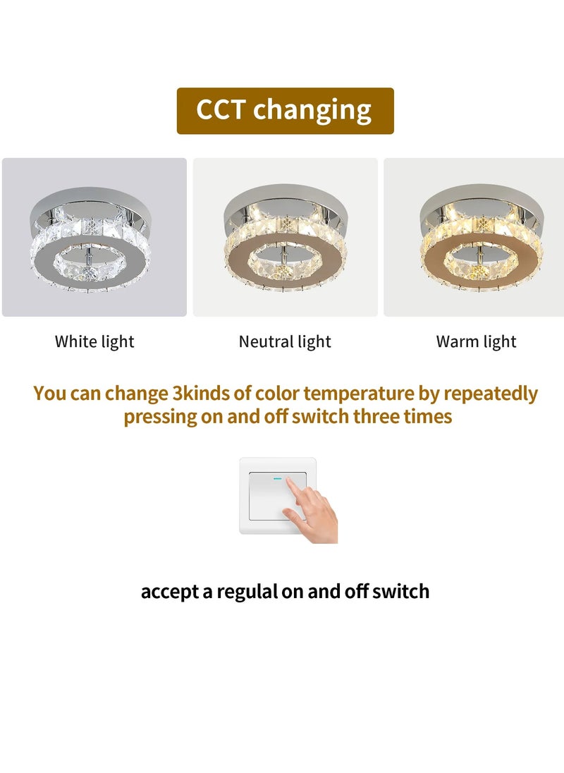 Goeco LED Ceiling Light, Crystal Chandelier, Modern Ceiling Lighting for Bedroom, Living Room, Kitchen, Hallway, 3 Colors Adjustable  - Image 5