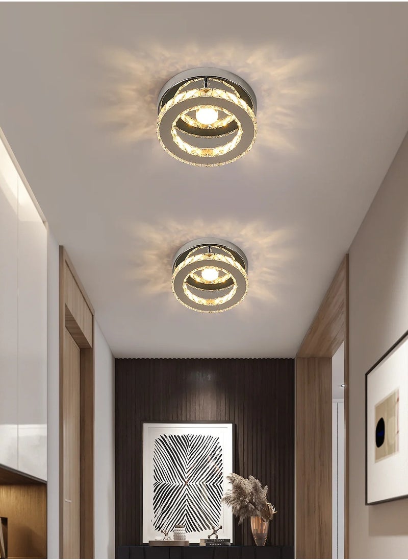 Goeco LED Ceiling Light, Crystal Chandelier, Modern Ceiling Lighting for Bedroom, Living Room, Kitchen, Hallway, 3 Colors Adjustable  - Image 2