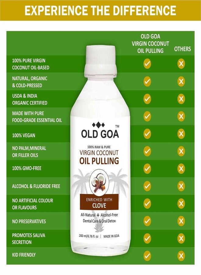 OLDGOA Coconut Oil Pulling Mouthwash | Cold Pressed Virgin Coconut Oil | Ayurvedic Mouthwash | For Healthy Teeth & Gums, Bad Breath, Teeth Whitening, Fresh Breath | Oral & Dental Care | 200ML, Clove - Image 5