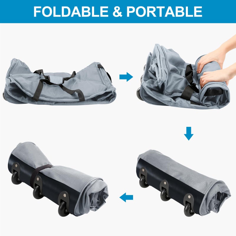 Finnhomy 120L Foldable Rolling Duffel Bag with 3 Wheels, Light Weight Travel Duffel bag with Large Loading Capacity, 32 inch Rolling Duffel bag with Shoulder Strap for Travel Camping Sports, Grey - Image 5