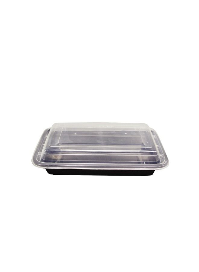 SNH Packing Microwave Container Black Rectangular With Lid 16 Ounces Pack of 12 Pieces.