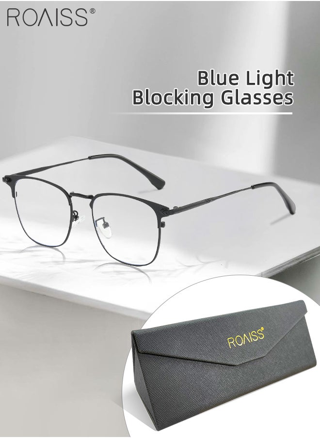 roaiss Blue Light Blocking Glasses Blue Light Filter Computer Reading Gaming TV Phones Square Eyeglasses Fashion Anti Eyestrain Headache Eyewear for Men Women Black 50mm  - Image 1