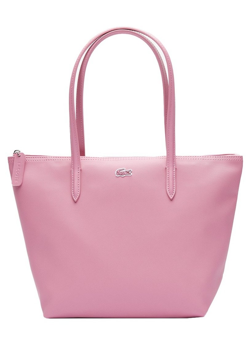 LACOSTE - Lacoste Women's L12.12 Concept Fashion Versatile Large Capacity Zipper Handbag Tote Bag Shoulder Bag Medium Dark Pink - Image 1
