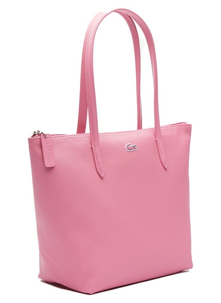 LACOSTE - Lacoste Women's L12.12 Concept Fashion Versatile Large Capacity Zipper Handbag Tote Bag Shoulder Bag Medium Dark Pink - Image 1