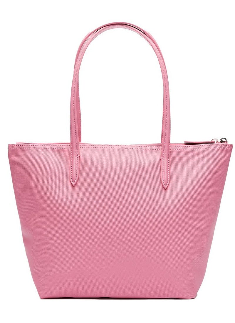 LACOSTE - Lacoste Women's L12.12 Concept Fashion Versatile Large Capacity Zipper Handbag Tote Bag Shoulder Bag Medium Dark Pink - Image 1
