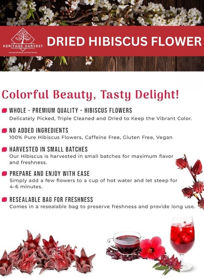 HERITAGE HARVEST Hibiscus Flower – Natural Hydration, Immune Boost, and Digestive Support in Nutrition Drinks, Loaded with Antioxidants, Vitamins, and Minerals for Enhanced Vitality and Overall Wellness. - Image 3