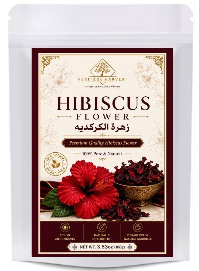 HERITAGE HARVEST Hibiscus Flower – Natural Hydration, Immune Boost, and Digestive Support in Nutrition Drinks, Loaded with Antioxidants, Vitamins, and Minerals for Enhanced Vitality and Overall Wellness. - Image 1