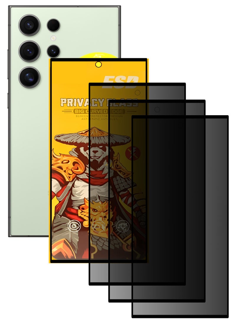 ESD 3 Pieces Tempered Dustproof Privacy Glass Screen Protector Compatible For Samsung Galaxy S24 Ultra - Image 1