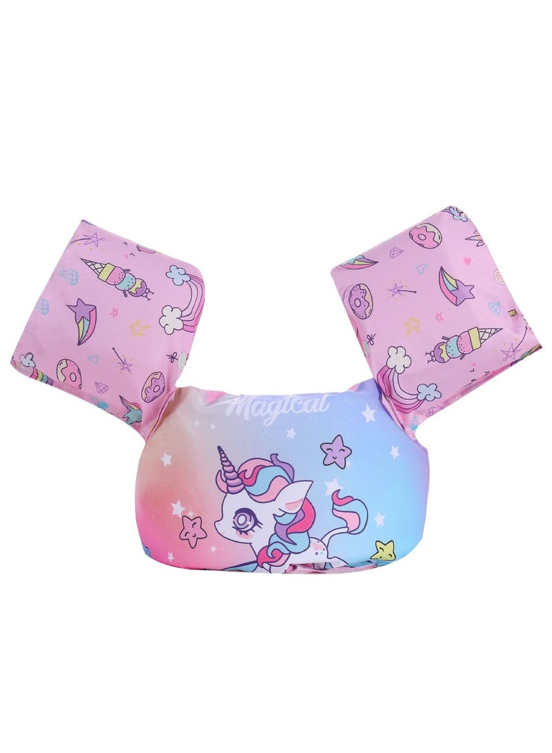 VUCATIN Toddler Swim Vest Kids Water Wings Arm Floaties for 30-50 Pounds Infant Safety Swim Aid Jumper Inflatable Swim Arm Bands Float Sleeves Swimming Armbands for Sea/Pool/Beach/Training (Pink Unicorn) - Image 1