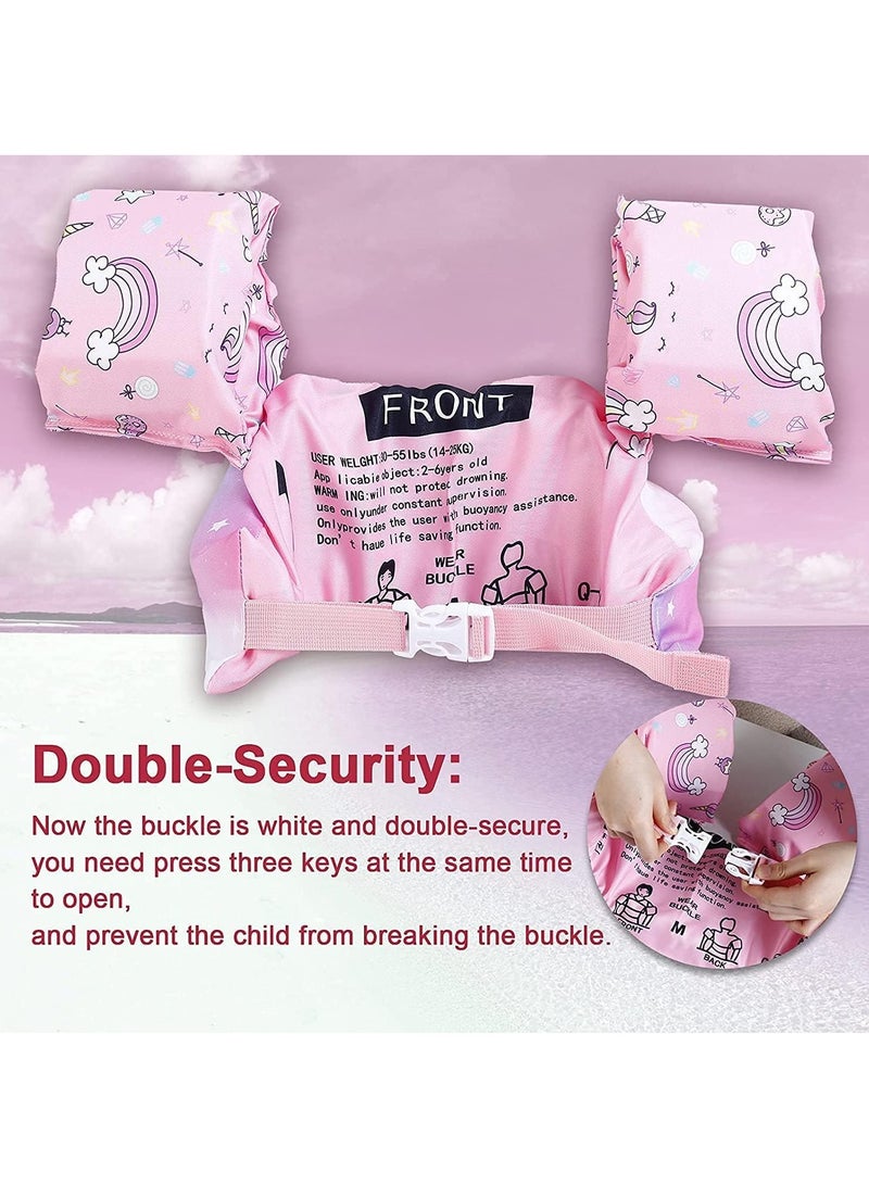 VUCATIN Toddler Swim Vest Kids Water Wings Arm Floaties for 30-50 Pounds Infant Safety Swim Aid Jumper Inflatable Swim Arm Bands Float Sleeves Swimming Armbands for Sea/Pool/Beach/Training (Pink Unicorn) - Image 5