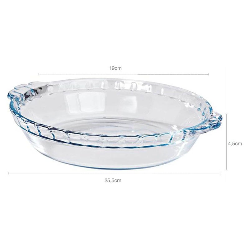 Marinex Medium Fluted Glass Pie Dish 1.3L – Durable Heat-Resistant Bakeware - Clear - Image 1