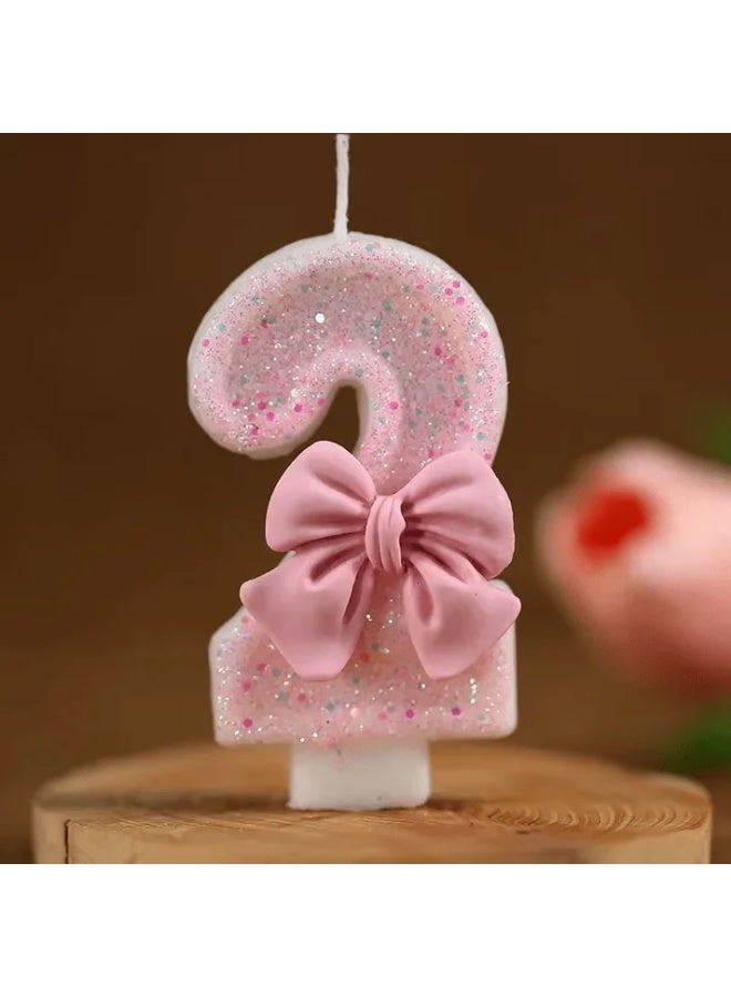 Adalie Pink Bow Number Candle