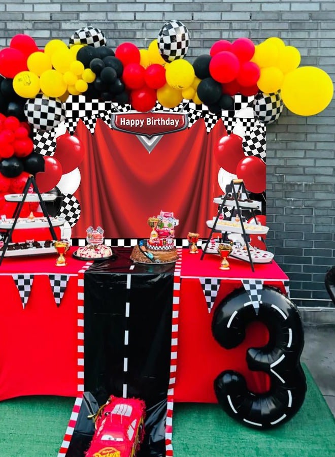 CINRAY Race Car Happy Birthday Backdrop 7x5FT Racing Competition Photography Background for Boy Car Racing Theme Birthday Party Decorations Supplies Photo Props - Image 5