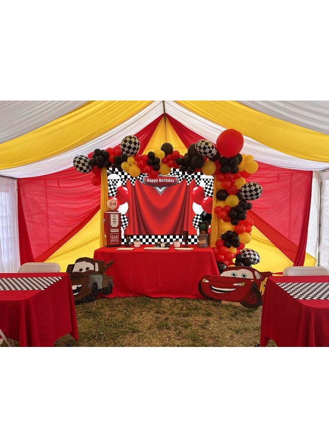 CINRAY Race Car Happy Birthday Backdrop 7x5FT Racing Competition Photography Background for Boy Car Racing Theme Birthday Party Decorations Supplies Photo Props - Image 3