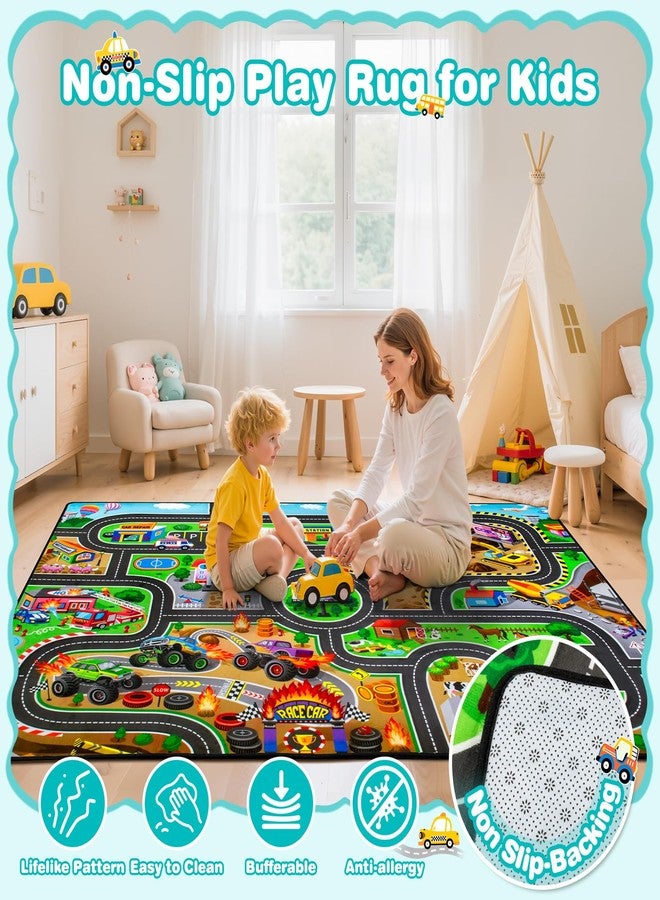 AlphabetAcre Kids Rug, 3x5 Ft Non-Slip Monster Truck Play Rug, Extra Thick (0.4in), Educational LearningTraffic Road Car Carpet for Nursery, Classroom, Playroom & Bedroom - Image 2