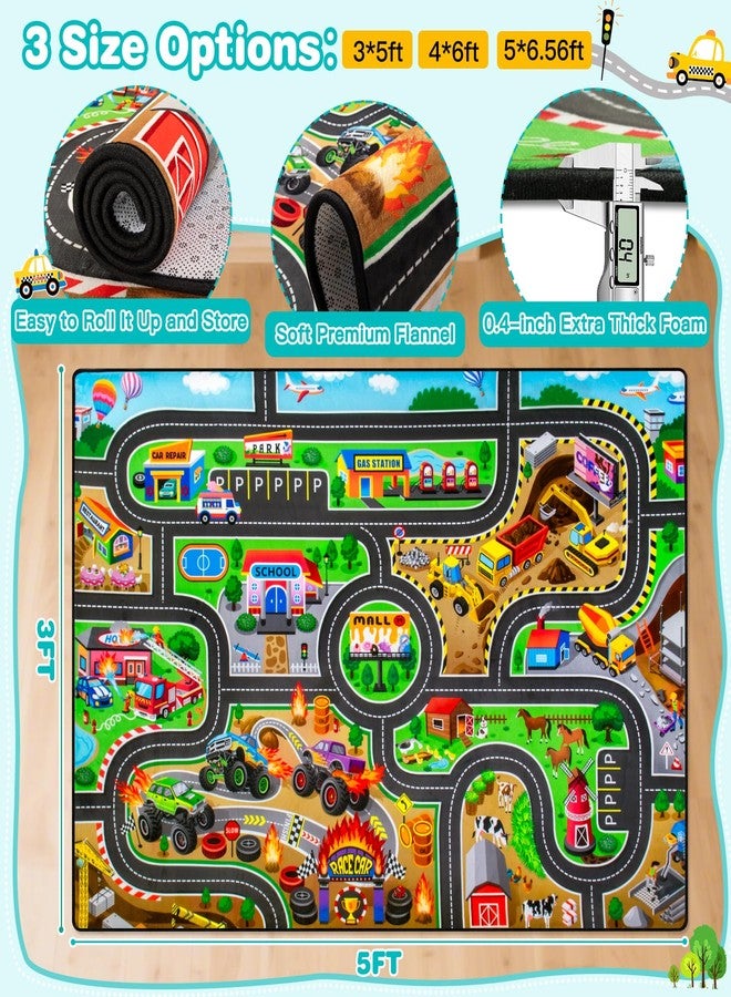 AlphabetAcre Kids Rug, 3x5 Ft Non-Slip Monster Truck Play Rug, Extra Thick (0.4in), Educational LearningTraffic Road Car Carpet for Nursery, Classroom, Playroom & Bedroom - Image 5
