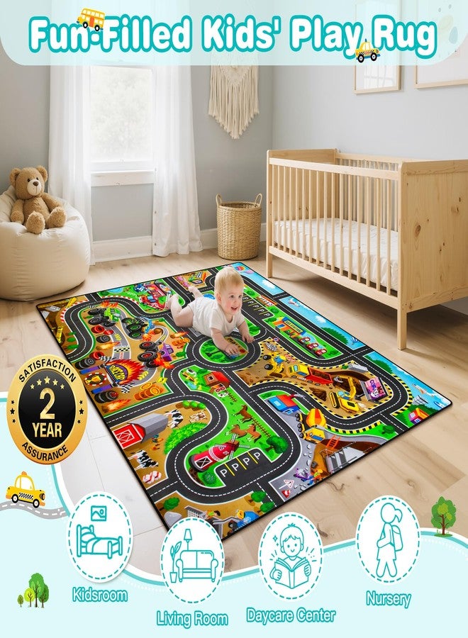 AlphabetAcre Kids Rug, 3x5 Ft Non-Slip Monster Truck Play Rug, Extra Thick (0.4in), Educational LearningTraffic Road Car Carpet for Nursery, Classroom, Playroom & Bedroom - Image 3