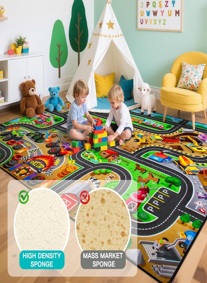 AlphabetAcre Kids Rug, 3x5 Ft Non-Slip Monster Truck Play Rug, Extra Thick (0.4in), Educational LearningTraffic Road Car Carpet for Nursery, Classroom, Playroom & Bedroom - Image 4
