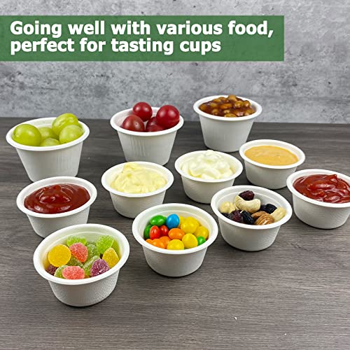 CAMKYDE 2 oz Disposable Bagasse Fiber Souffle Cups 100pk, 100% Natural Biodegradable Compostable Condiment Cups Sample Cup Tasting Cup (White, Pack of 100) - Image 5