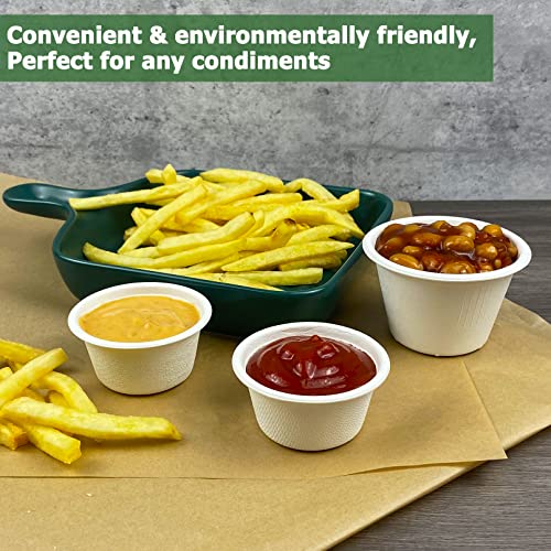 CAMKYDE 2 oz Disposable Bagasse Fiber Souffle Cups 100pk, 100% Natural Biodegradable Compostable Condiment Cups Sample Cup Tasting Cup (White, Pack of 100) - Image 4