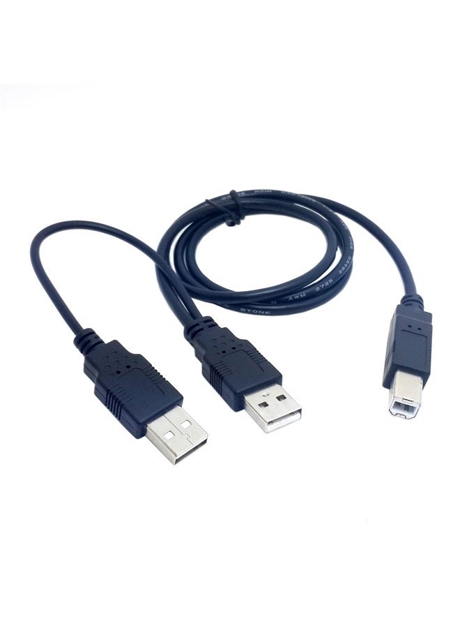 Cablecc Dual USB 2.0 Male to Standard B Male Y Cable 80cm for Printer & Scanner & External Hard Disk Drive - Image 1