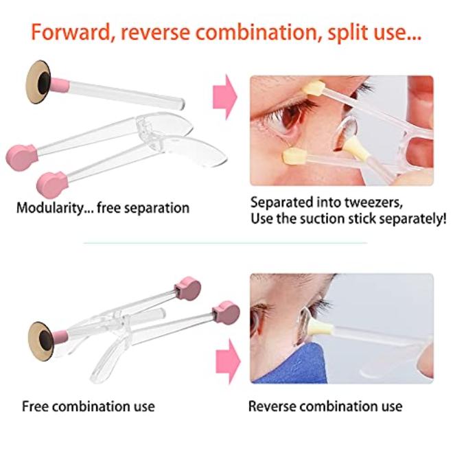 Contact Lens Remover and Applicator Tool with Integrated Tweezers and Compact Storage Case for Soft Contact Lenses Travel Use Yellow - Image 4