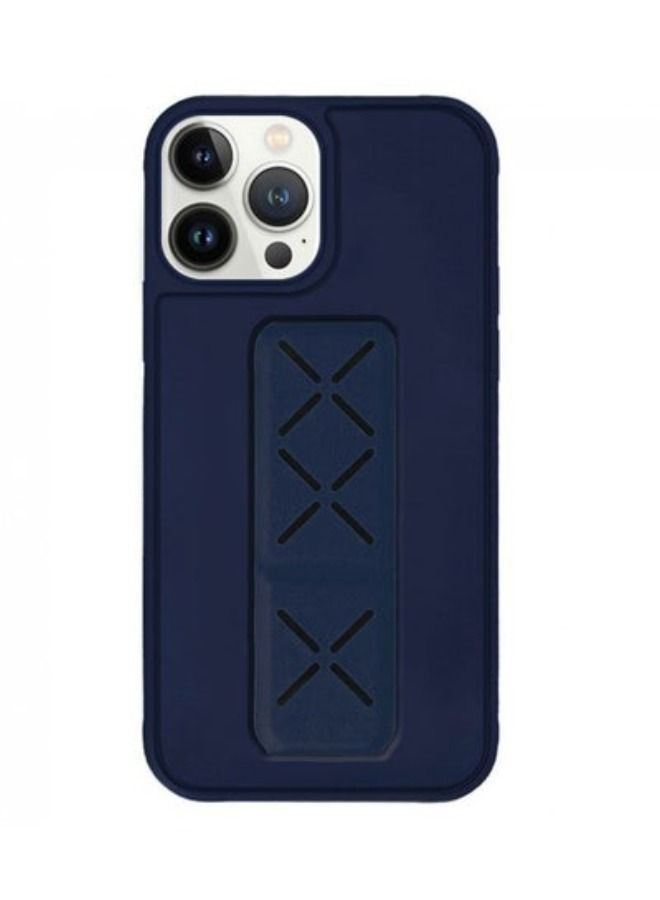 ACLIX iPhone 14 Pro Max 6.7" Case with Magnetic Stand & Holder, Premium Silicone Vertical horizontal Hand Strap Grip Multi Stand, Car Mount Kickstand Case Cover Dark Blue