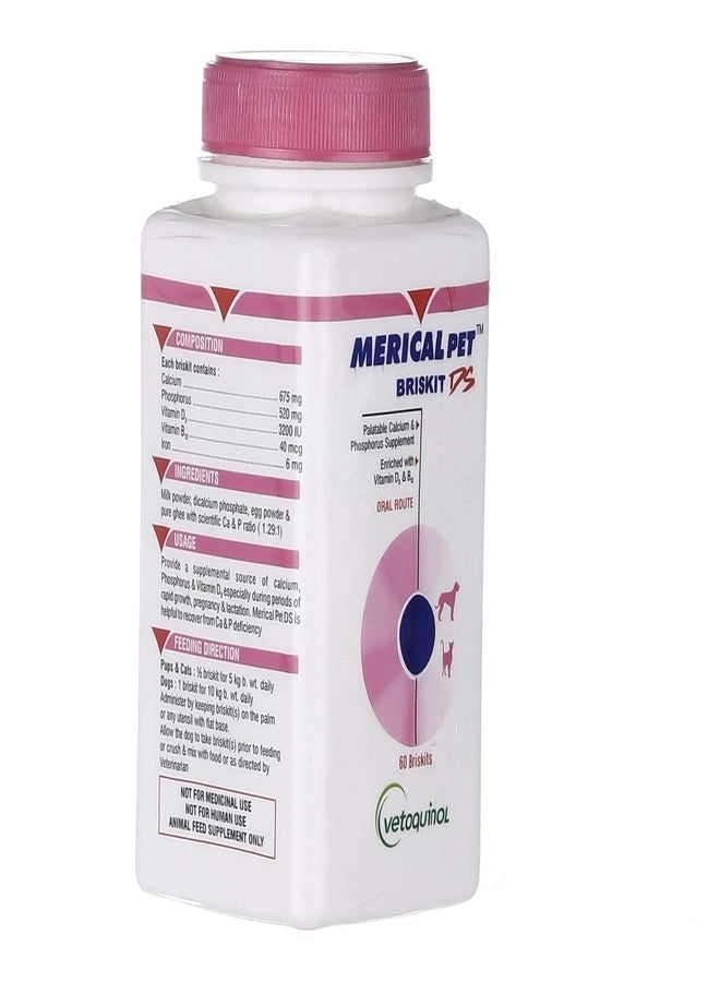 BULLYPET MERICAL PET BRISKIT DS Calcium and Phosphorus Supplement for Dogs and Cats - 60 with Glove - Image 4