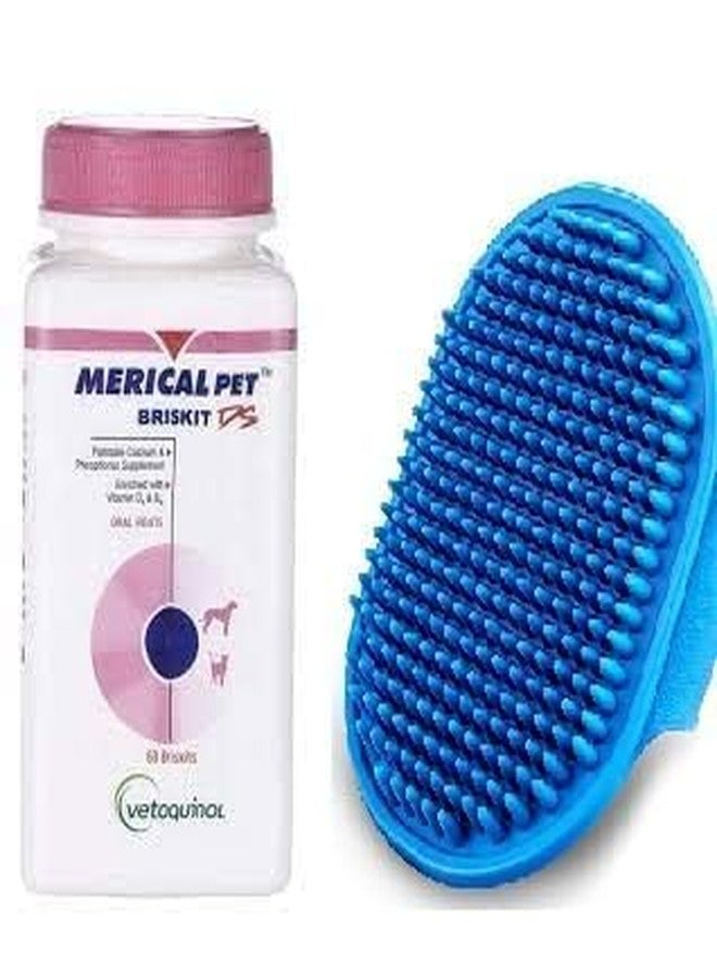 BULLYPET MERICAL PET BRISKIT DS Calcium and Phosphorus Supplement for Dogs and Cats - 60 with Glove - Image 1