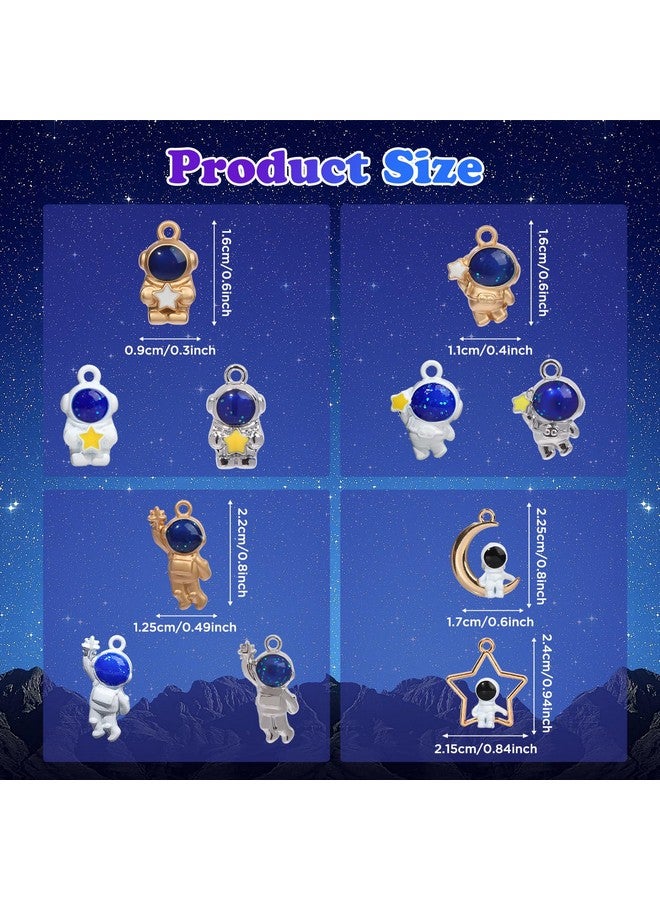 TXIN 11 Styles Spaceman Charms, 22PCS Astronaut Pendants Cute Space Stars Moon Decorative Bag Charms Alloy Cute Galaxy Crafts Charms for Bracelets, Jewelry Making, Necklace, Earrings - Image 2