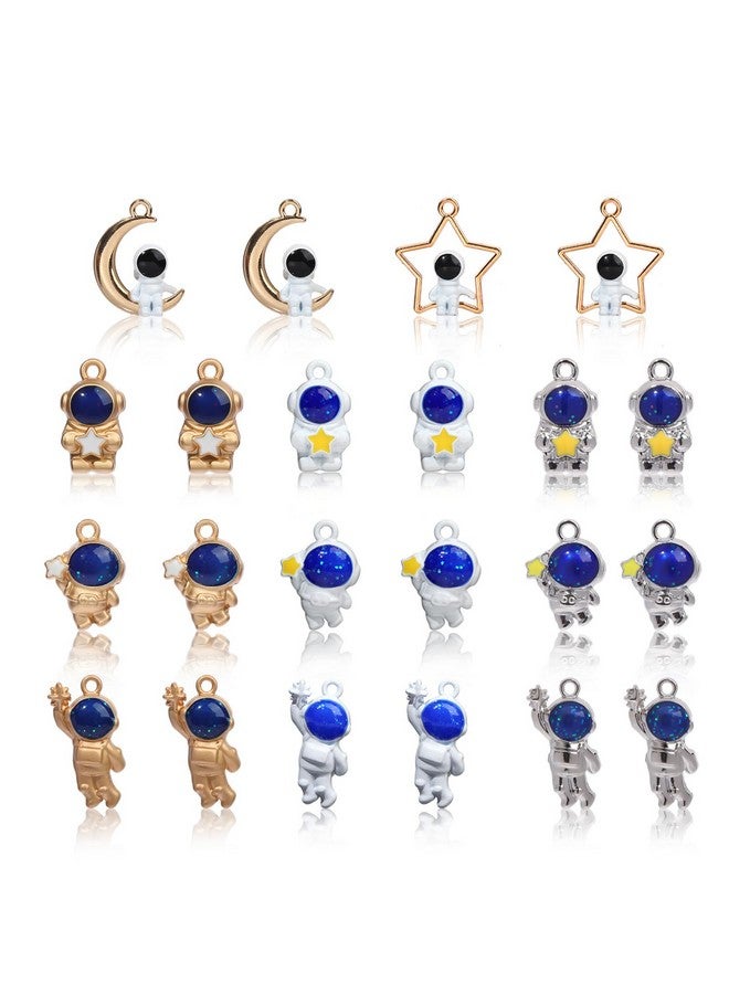 TXIN 11 Styles Spaceman Charms, 22PCS Astronaut Pendants Cute Space Stars Moon Decorative Bag Charms Alloy Cute Galaxy Crafts Charms for Bracelets, Jewelry Making, Necklace, Earrings - Image 1