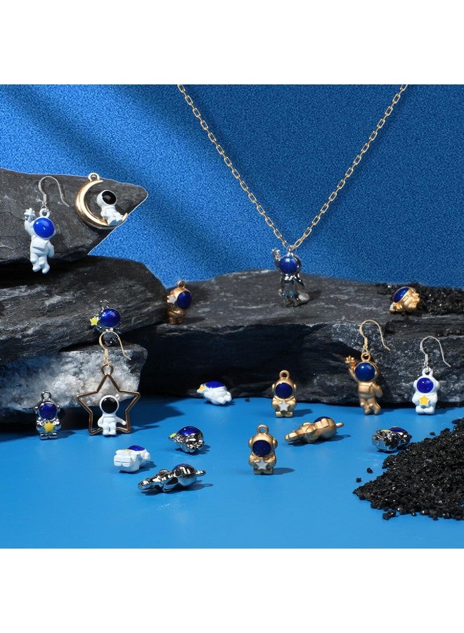 TXIN 11 Styles Spaceman Charms, 22PCS Astronaut Pendants Cute Space Stars Moon Decorative Bag Charms Alloy Cute Galaxy Crafts Charms for Bracelets, Jewelry Making, Necklace, Earrings - Image 3