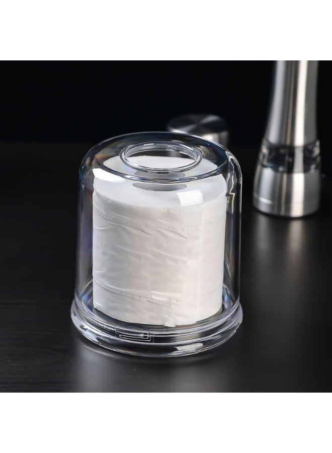 MOMENT Tissue Box Round - Acrylic Round Transparent Tissue Box Holder Case Dispenser For Bathroom Vanity Countertop, Bedroom Dresser, Office Desk Or Night Stand Table - Image 5