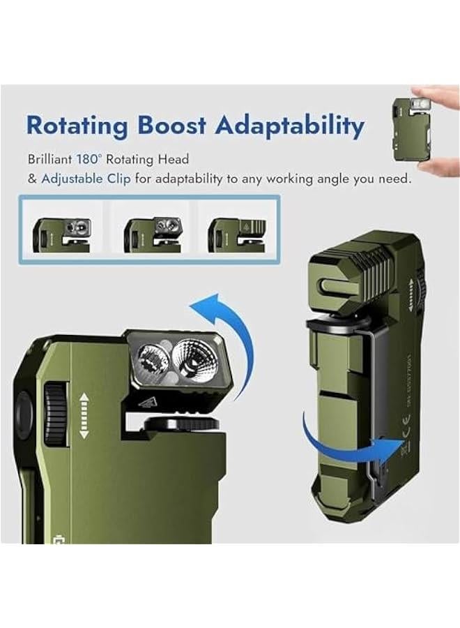 G5 EDC Light 400 Lumens, G5 Premium Pocket-Sized Mini RGB Flashlight, 180° Rotation, Ip68 Waterproof Multi-Mode Magnetic Small Keychain Flashlight for Camping, Emergency (Green) - Image 3