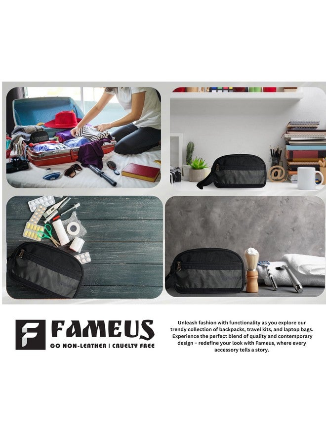 FAMEUS Unisex Multipurpose Daily Use/Travel & Toiletry Water-Resistant Organiser Pouch (Grey & Black) - Image 5