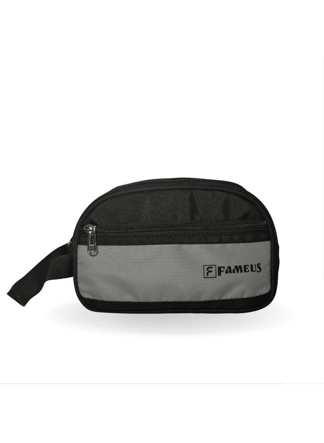 FAMEUS Unisex Multipurpose Daily Use/Travel & Toiletry Water-Resistant Organiser Pouch (Grey & Black) - Image 1