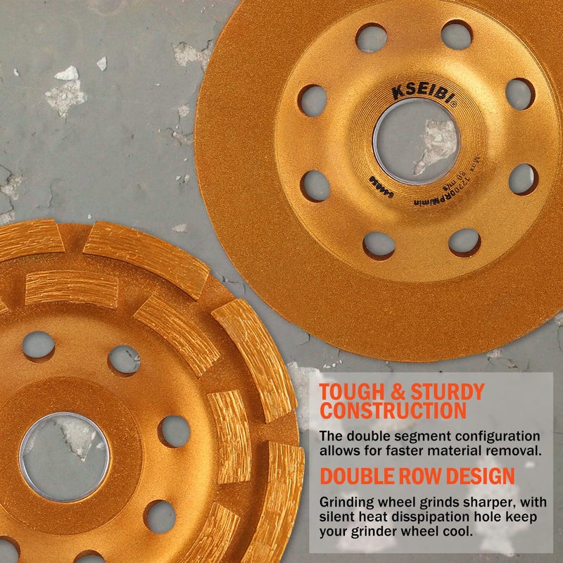 KSEIBI 644030 Diamond Concrete Grinding Wheel 4 1/2 inch for Polishing and Cleaning Stone Concrete Surface, Cement, Marble, Rock, Granite, and Thinset Removing, Angle Grinder Wheels Cup - Image 4