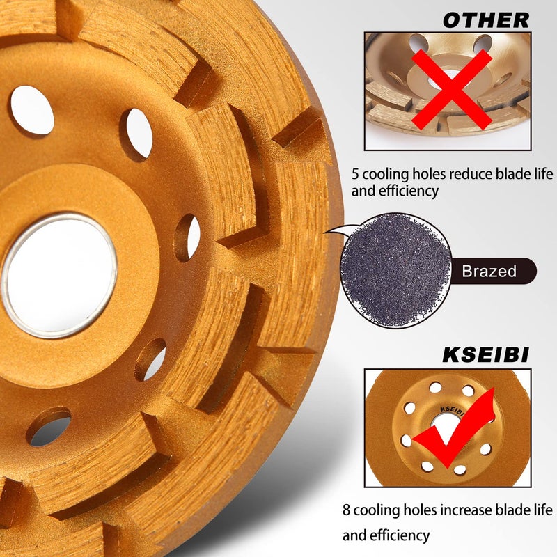 KSEIBI 644030 Diamond Concrete Grinding Wheel 4 1/2 inch for Polishing and Cleaning Stone Concrete Surface, Cement, Marble, Rock, Granite, and Thinset Removing, Angle Grinder Wheels Cup - Image 5