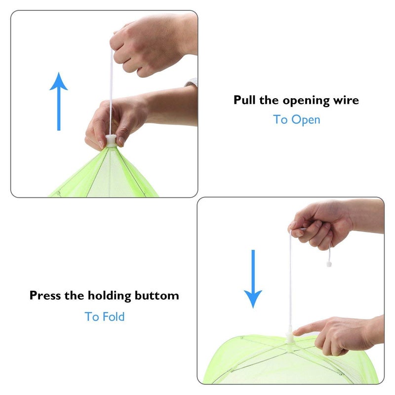 Mishrit PopUp Mesh Screen Net Umbrella Reusable and Collapsible Food Cover Tent Pack of 2 - Image 5