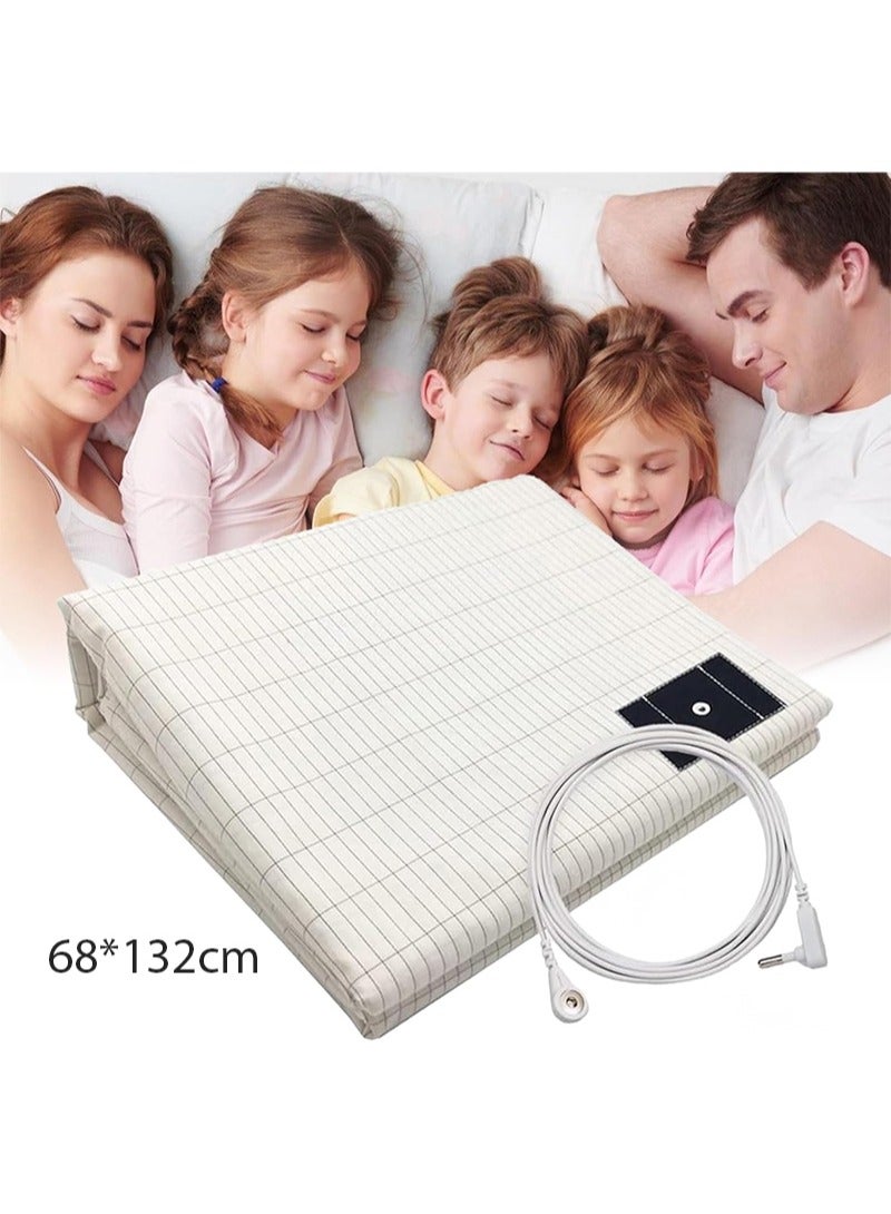 HaLunhi Grounding Sheets with Grounding Cord Set, Soft Organic Cotton & Silver Fiber Grounding Bed Sheets for Improve Sleep Natural Wellness（68*132cm）  - Image 1
